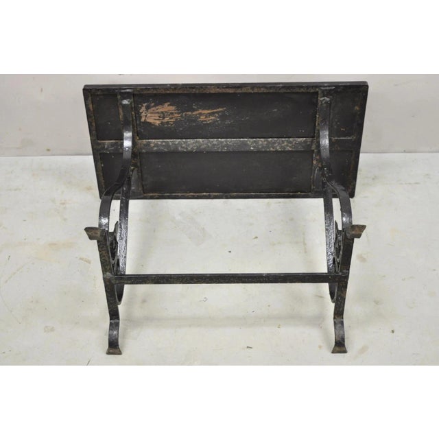 Antique Art Nouveau Wrought Iron Small Side Table With Duck Geese Tile Top For Sale - Image 10 of 10