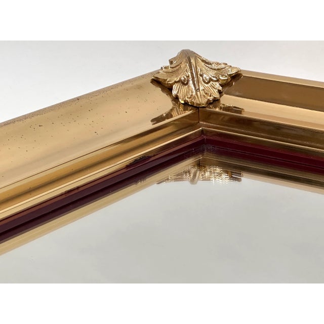 Metal Neo-Classical Crystal Glass Wall Mirror with Brass Decor from Mariner 1893, Spain, 1970s For Sale - Image 7 of 18