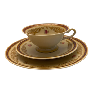 1950s Eschenbach Bavaria Germany Elfenbein Porcelain Tea or Coffee Trio: Cup Saucer and Desert Plate