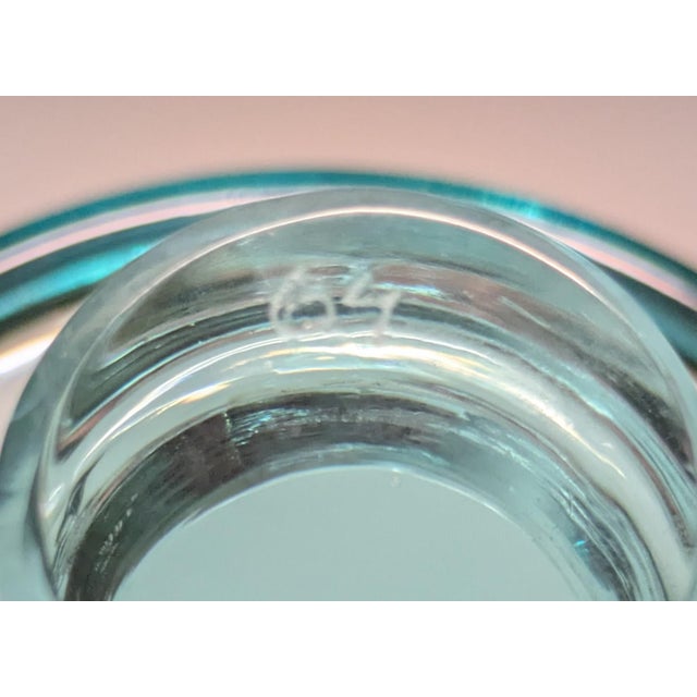 Mid 20th Century Moser Glassworks Aqua Culbuto 500-mL Decanter and Four 2-Oz Cordial/Shot Glasses, Lead-Free Crystal - Set of 5 For Sale - Image 11 of 11