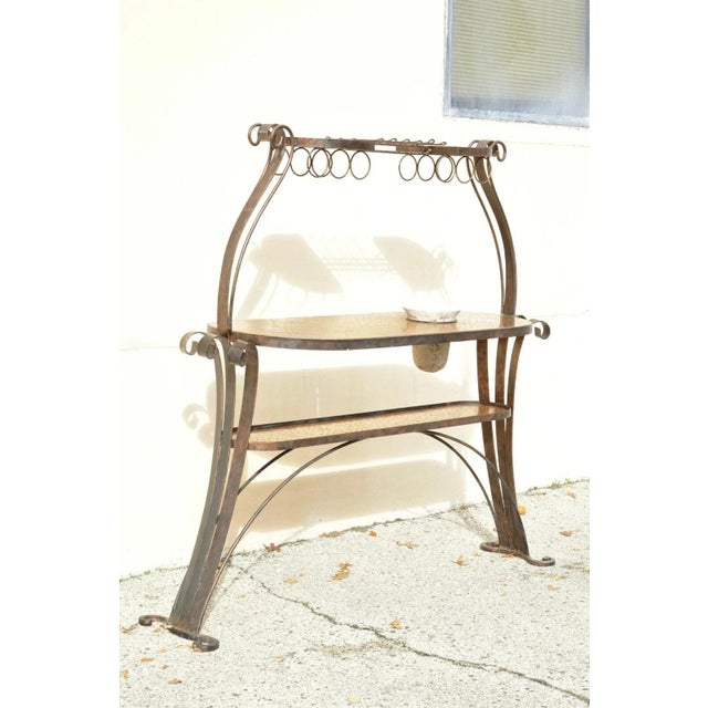 French Art Nouveau Brutalist Mid Century Scrolling Iron Kitchen Island Bar Table For Sale - Image 12 of 12