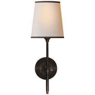 Thomas O'Brien for Visual Comfort Signature Bryant Sconce in Bronze with Natural Paper Shade & Black Tape For Sale