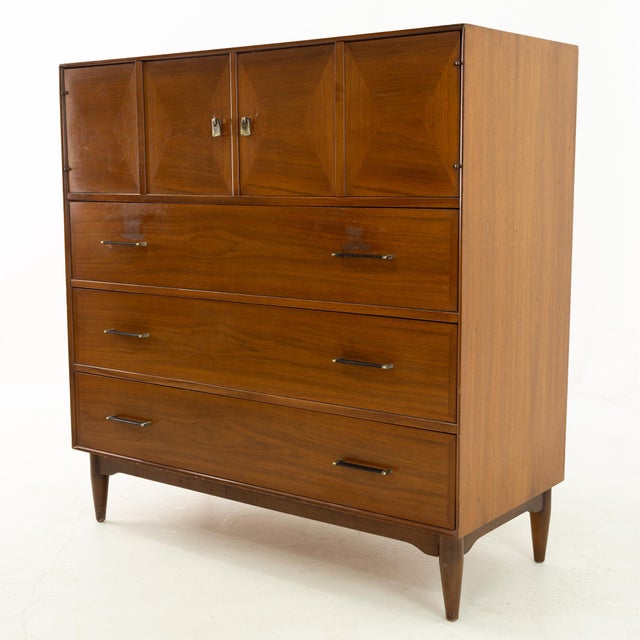 Ramseur Mid Century Walnut Armoire Highboy Dresser Gentleman's Chest Chairish