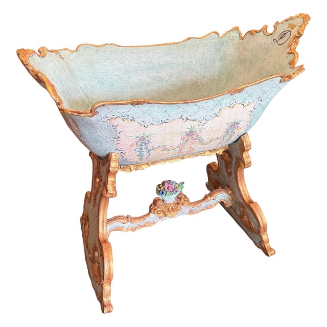 Late 18th Century Italian Baroque Bombe Rocking Cradle For Sale