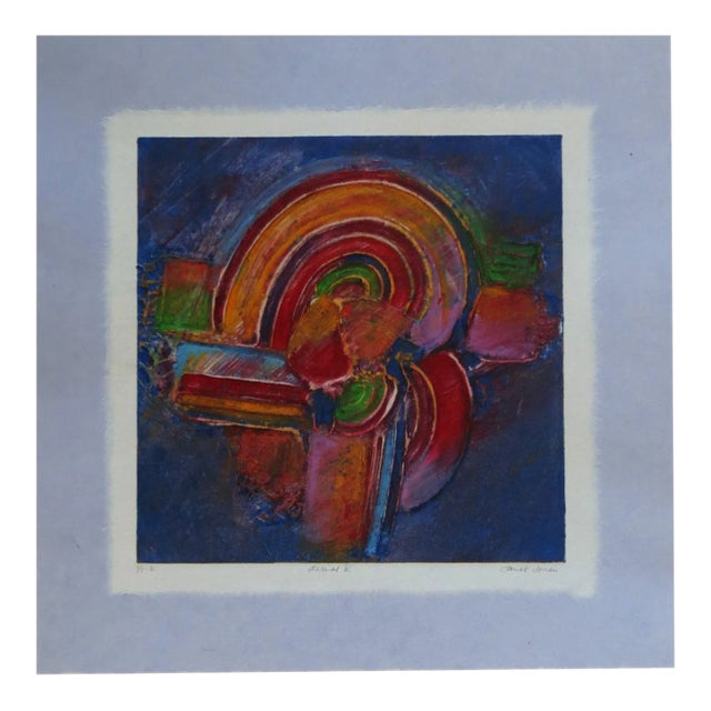 Aerial V Abstract Monotype With Chine Colle and Embossing by Janet Jones For Sale