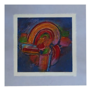 Aerial V Abstract Monotype With Chine Colle and Embossing by Janet Jones