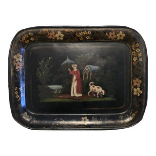 Antique Japanned Toleware Tray For Sale
