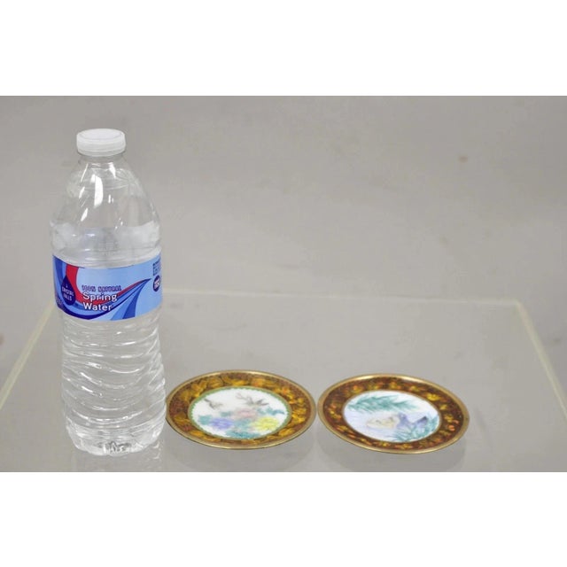 Vintage Chinese Brass Enamel Cloisonné Small Trinket Dish Set, Brown - Set of 2. Circa Late 20th Century. Measurements:...