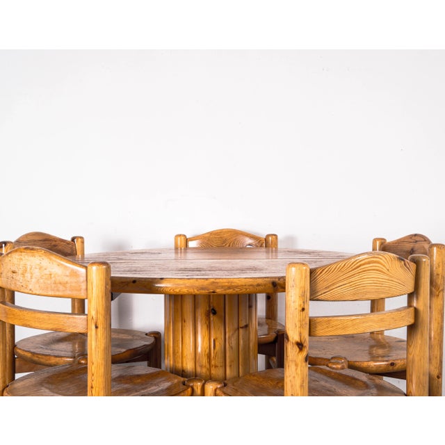 Wood Dining Table & Chairs Set in the Style of Rainer Daumiller, 1970s, Set of 6 For Sale - Image 7 of 13