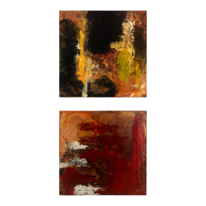 Ken Rausch Abstract Paintings on Copper, Signed Pair