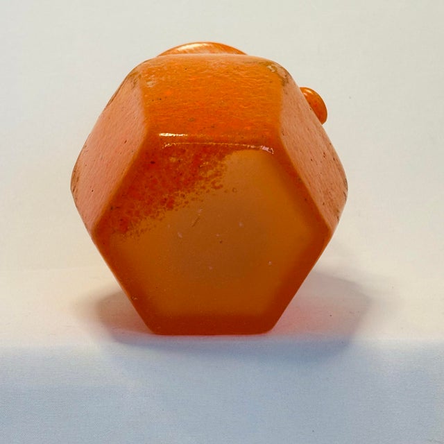 Mid-Century Tangerine Hand-Blown Murano Glass Vases - a Pair For Sale - Image 9 of 12