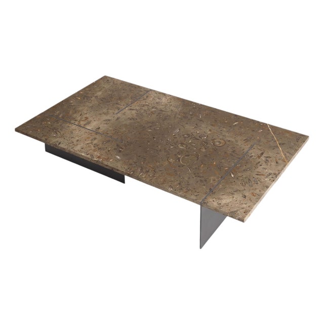 Memoria Coffee Table in Jurassic Fossil Stone by Nerinea For Sale