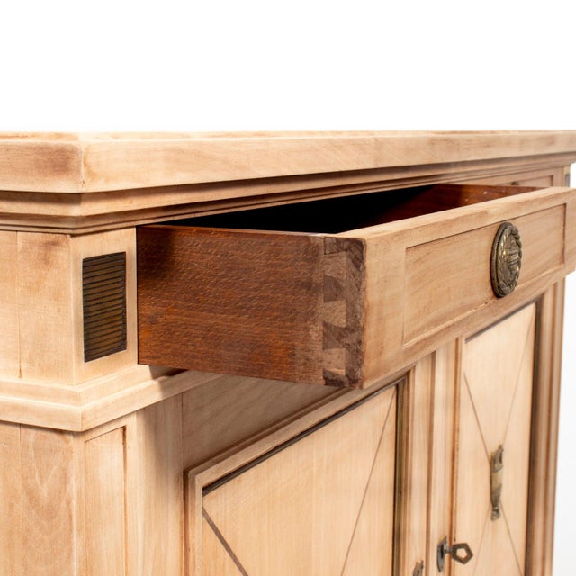 Antique French Louis XVI Style Bleached Cherrywood Enfilade Buffet For Sale - Image 12 of 18