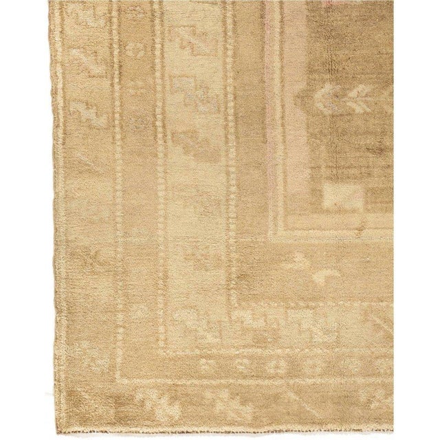 Vintage Circa 1940 Tan Turkish Oushak Area Rug, 6'6 X 12'4 For Sale In New York - Image 6 of 6