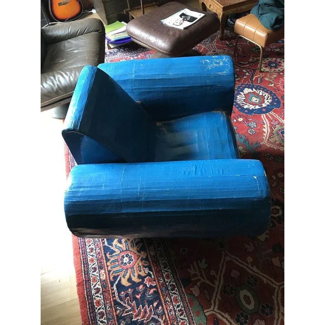 Chair made of cardboard in the 1970s. Comfortable and strong.