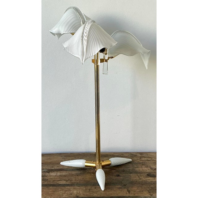 Vintage Italian Murano Calle Lily Table Lamp For Sale - Image 10 of 12