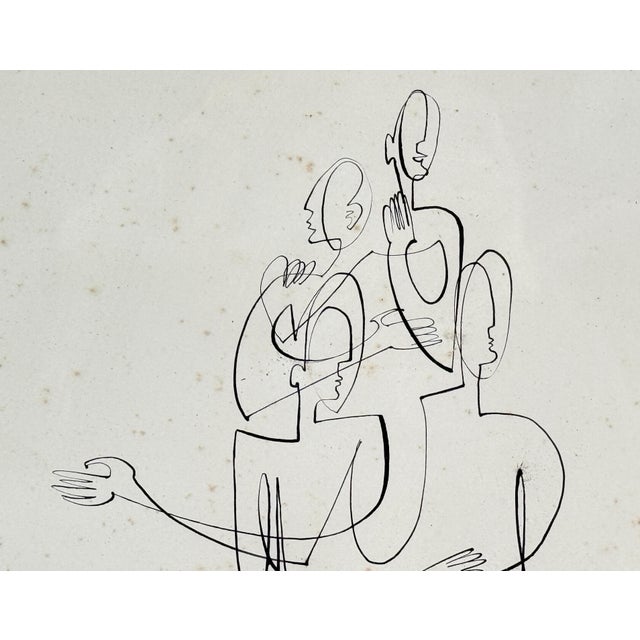 Figurative Modernist Figurative Pen and Ink Drawing Corporate Structure by Betty Wells For Sale - Image 3 of 10