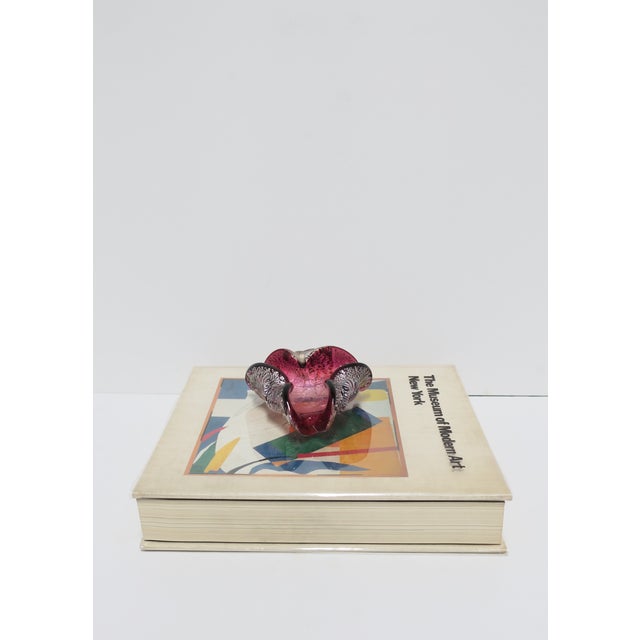Italian Murano Magenta Pink Silver Art Glass Bowl For Sale In New York - Image 6 of 8