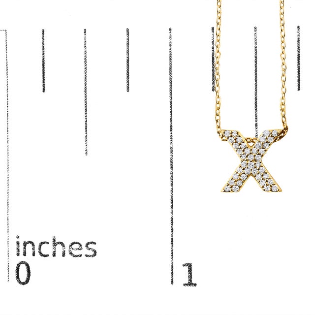 Early 21st Century 10K Yellow Gold Diamond Accent "X" Initial Bubble Pendant Necklace For Sale - Image 5 of 5