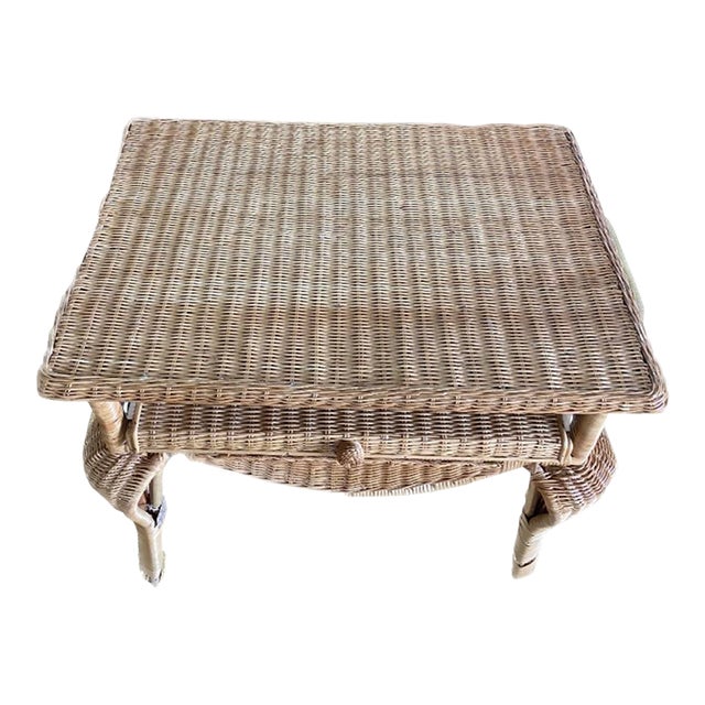 Late 20th Century Wicker Rattan Side Table Chairish