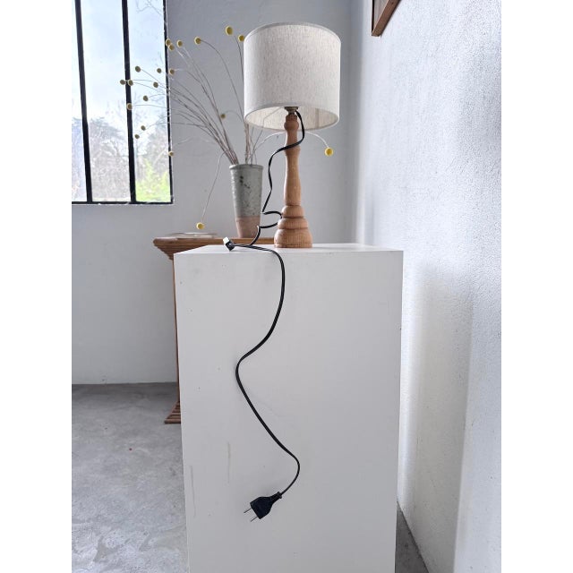 Brown Light Oak Wood Desk Lamp, 1950s For Sale - Image 8 of 13