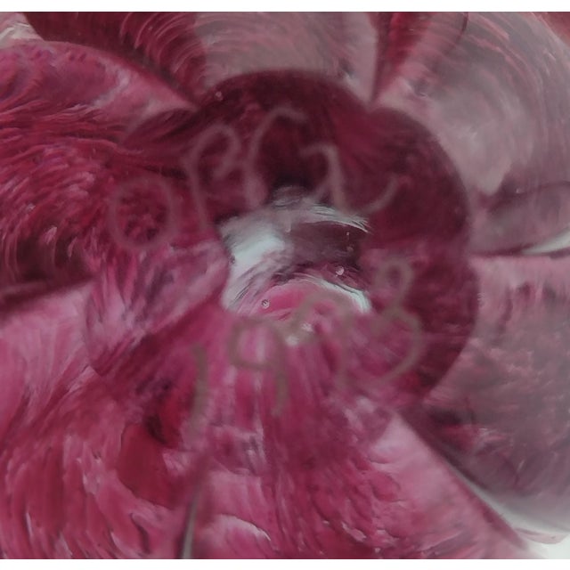 1993 Handblown Plum Swirl Art Glass Paperweight by Obg For Sale - Image 4 of 5