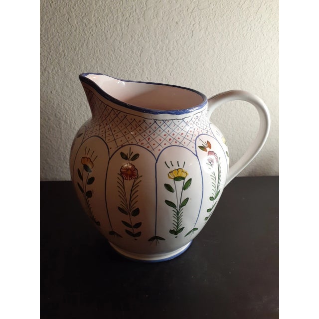 Vintage Artist Signed Made in Portugal Pitcher & Vase Set- 2 Pieces For Sale - Image 4 of 8