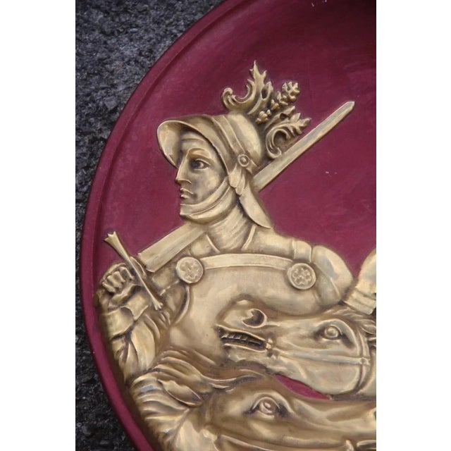 Gold & Red Warrior Ceramic Plate, 1960s For Sale - Image 6 of 13