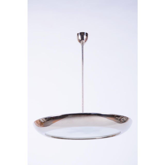 Bauhaus Pendant in Chrome and Glass by J. Hurka for Napako, Czech, 1920s For Sale - Image 13 of 13