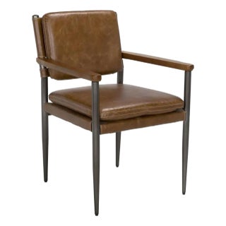 Wooster Dining Chair with Arms, Brown For Sale