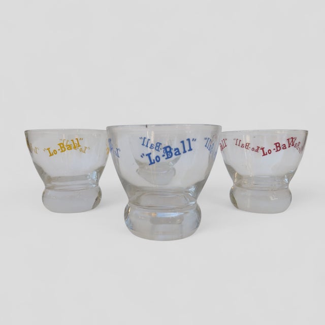 Mid-Century Modern Vintage 1960s Pop Art Typology Low Ball Glasses -Set of 4 For Sale - Image 3 of 9