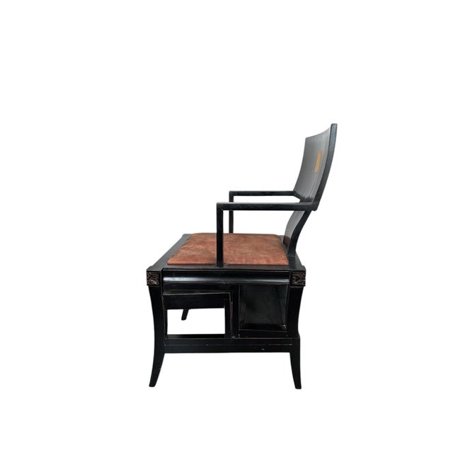 Wood Chinese Folding Armchair with Calligraphy Backrest For Sale - Image 7 of 9