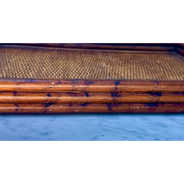 Wood 1970s Bamboo Rattan Handle Tray For Sale - Image 7 of 12