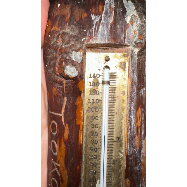 Antique Primitive Wooden Thermometer Dated July 27 1901 | Rustic Folk Art Cabin Decor | Early Americana For Sale - Image 4 of 12