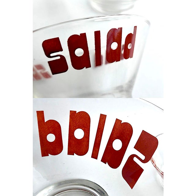 Transparent Mid 20th Century Wheaton Glass Graphic Salad Bowls Set, 7 Pieces For Sale - Image 8 of 11