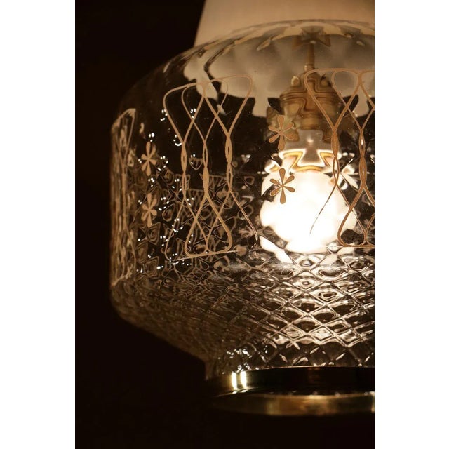 1950s Italian Art Deco and Satin Glass Hanging Lamp, 1950s For Sale - Image 5 of 14