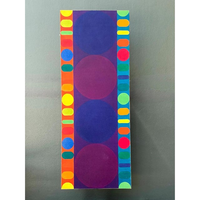 Amethyst Vintage Geometric Abstract Painting on Canvas For Sale - Image 8 of 12