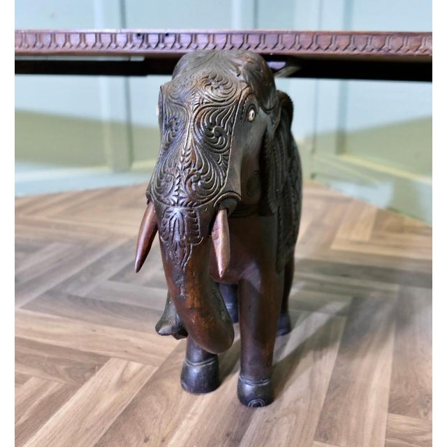 Window Seat or Hall Bench with Carved Elephants, 1900s For Sale - Image 6 of 8