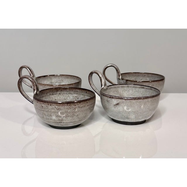 Mid-Century Modern Studio Ceramic Tea Cups attributed to Elli and Walter Serocka, Germany, 1970s, Set of 4 For Sale - Image 3 of 13