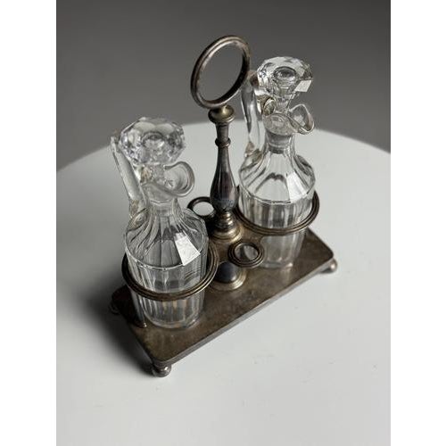 Oil and Vinegar Set in Silver-Plated Metal, Set of 3 For Sale - Image 3 of 15