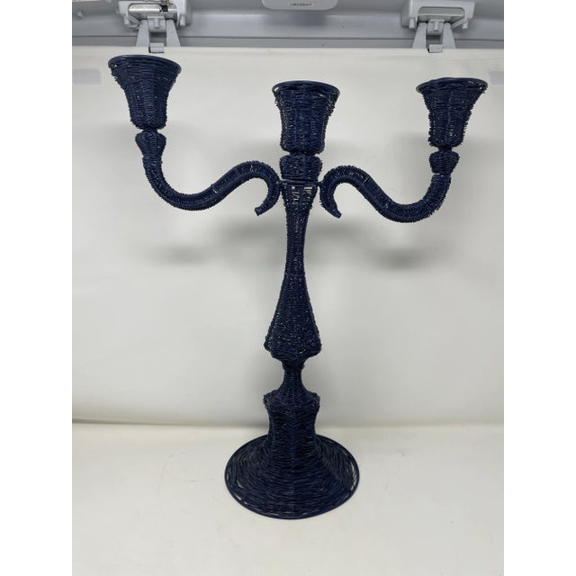 Tall Wire Candelabra Royal Blue 19" For Sale - Image 12 of 12