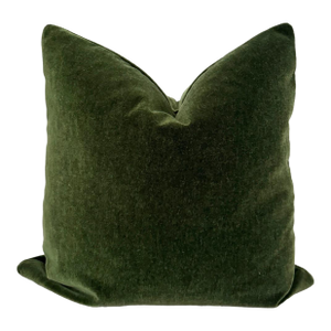 Plush Forest Green Down Filled Mohair Pillow