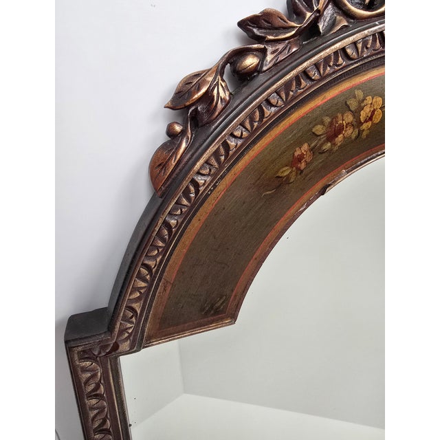Wood Antique French Rococo Revival Giltwood Mahogany Crest Mirror For Sale - Image 7 of 10