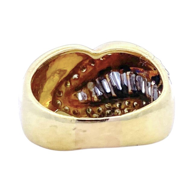 Late 20th Century Late 20th Century Vintage 18k Gold Snake Style Yellow and White Diamond Ring, Size 8.5 For Sale - Image 5 of 9