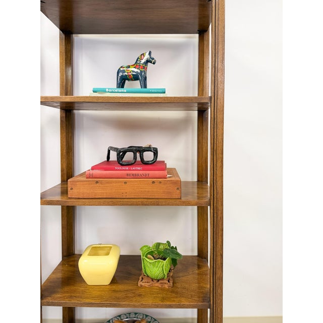 Drexel MCM Transitional Bookcase Pair Solid Wood Vintage Mid-Century Storage, Attributed For Sale - Image 14 of 14