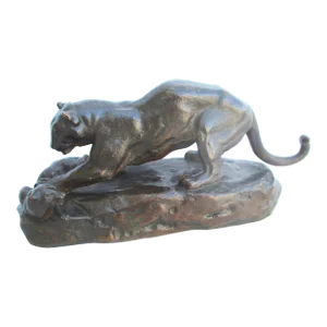 Antoine-Louis Barye Bronze Panther Attacking a Civet Cat Circa 1840s'