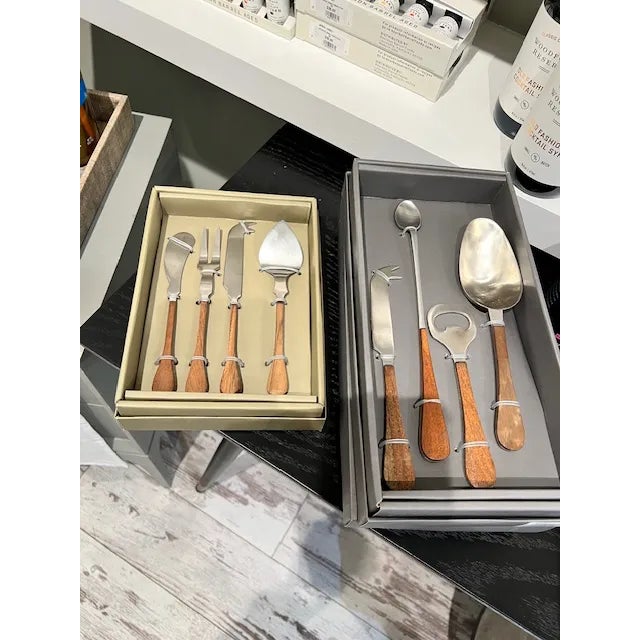 Modern Wood & Stainless Cocktail Accessories Set - Set of 4 For Sale - Image 3 of 3