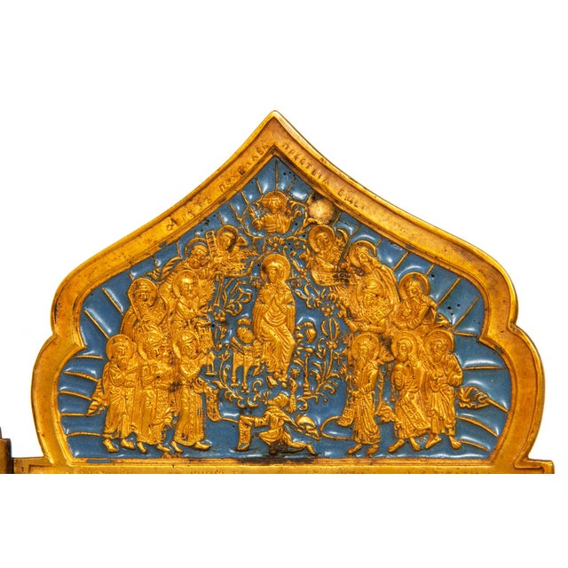 Fine Russian Old Believers Tetraptych Copper Icon With 20 Devotional Panels For Sale - Image 4 of 16