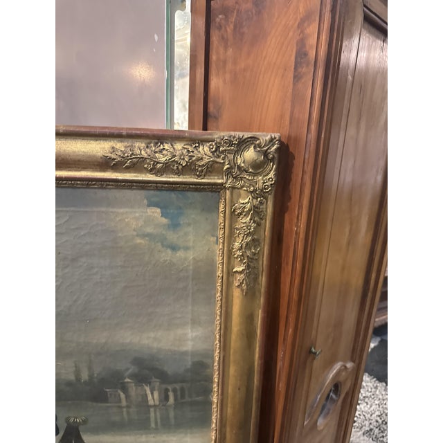Trumeau Mirror with Romantic Painting For Sale - Image 6 of 9