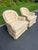 1970s Pair of Tufted Button Back Swivel Chairs in a Cream Color With Brown Piping For Sale - Image 5 of 18